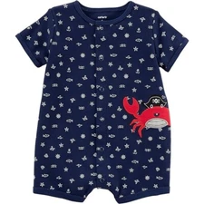 Carter's Baby Boys' Crab Snap-Up Cotton Romper Newborn Navy