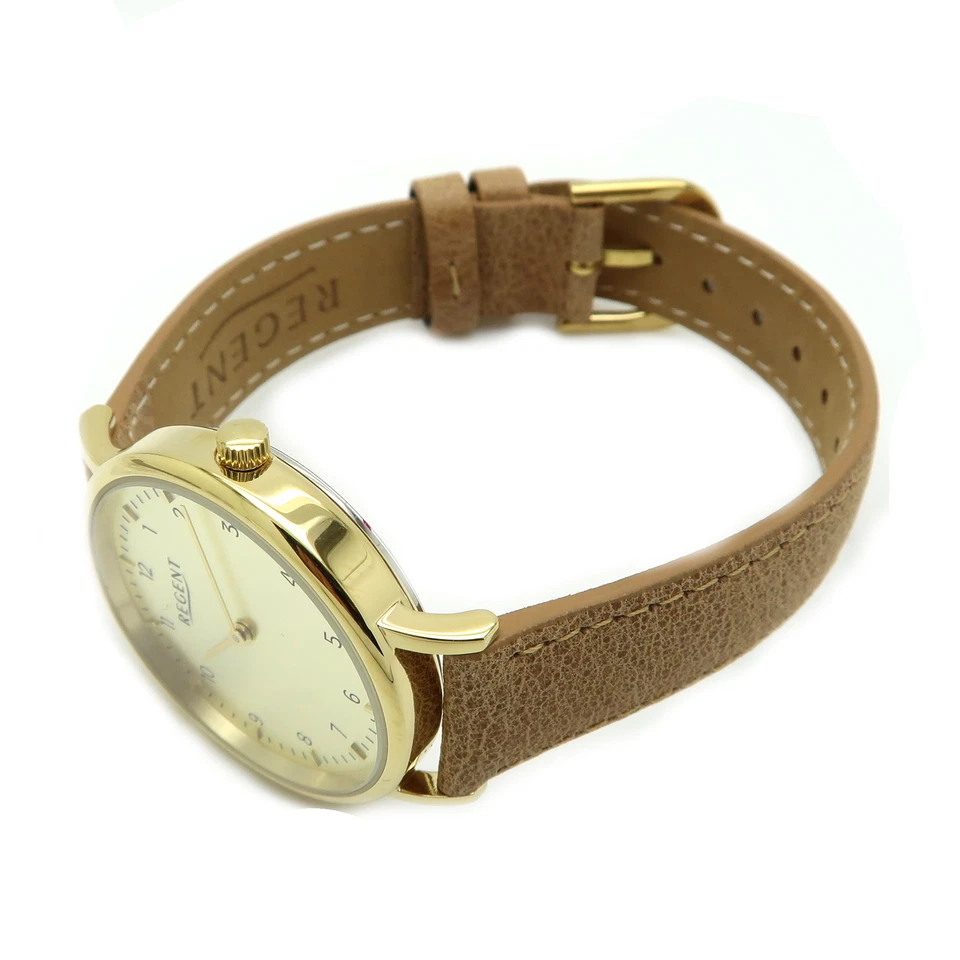 Regent Women's Watch LD-1607 Gold Brown Leather Band - Image 2 of 3