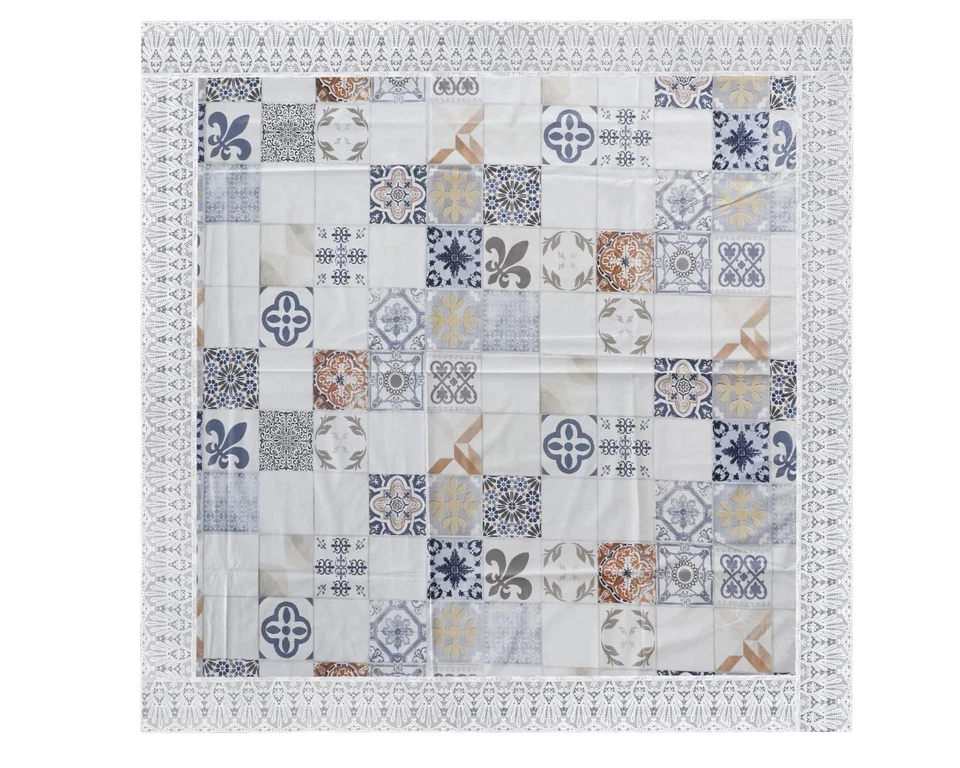 PVC 6 Seater  Waterproof Square Table Cover  WxL 60x60 Inch Cream colour US - Image 4 of 4