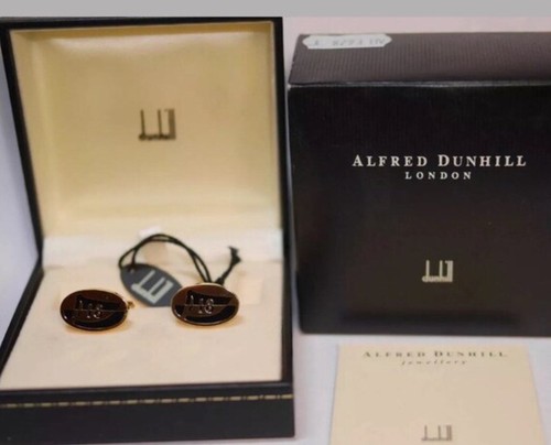 Alfred Dunhill Black Enamel 18th Hole Golf Men’s Sterling Silver 925 Cufflinks - Picture 8 of 8