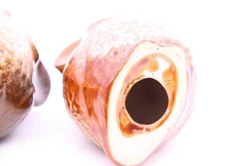 Pottery Owls - Set of 2 - Glazed in Rust and Brown - Decorative Accents AS IS - Picture 8 of 8