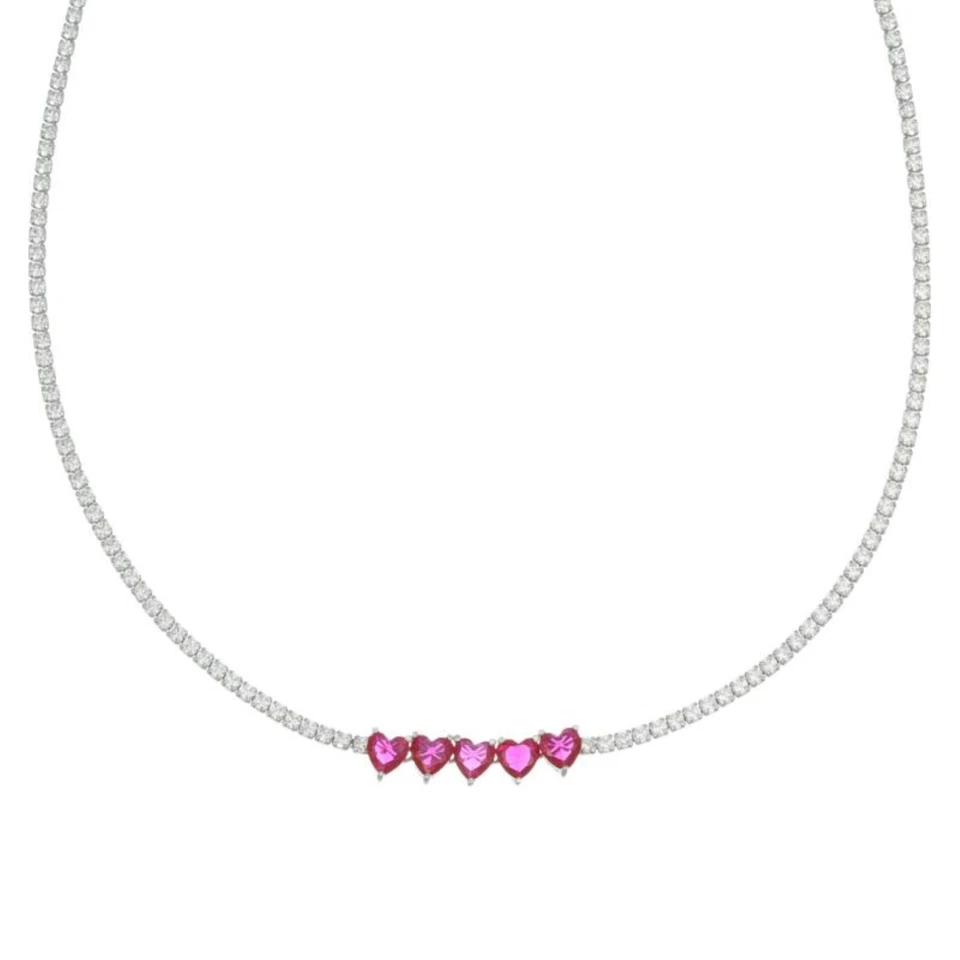 Collana Tennis Donna AMEN CLT5CUBRBZ in Argento 925 con Cuori - Immagine 2 di 4