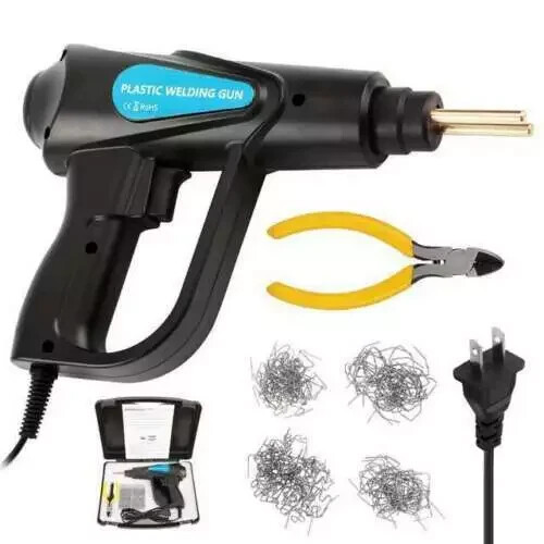 Hot Stapler Gun Plastic Repair Car Bumper Fender Welder Machine Kit +200 Staples-image