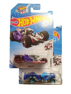 (2) Hot Wheels HW Robots BLUE Zombot 2018 #3/5, #4/5 Spector 