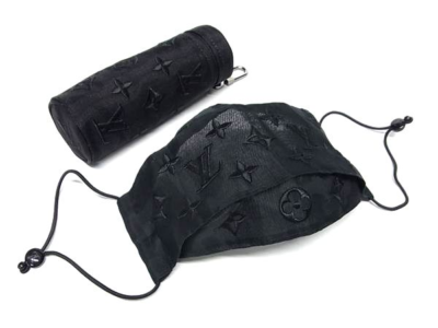 LOUIS VUITTON Monogram Mesh Mask Cover Pouch Polyester Black