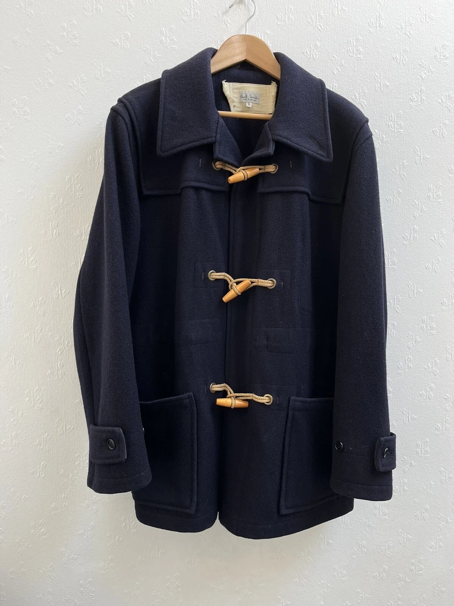 Paul Smith Wool Blend 80 Navy Blue Duffle Coat Size L Wooden