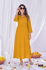 Mustard Chikankari Kurti