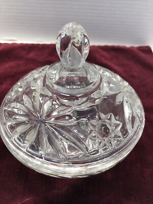 Candy Dish W/ lid, Star of David desine 5'' diamiter, Glass