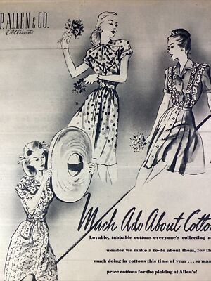 Atlanta GA Print Ad 1945 AJC Pretty Girl Cotton Dress J.P. Allen 215 Peachtree