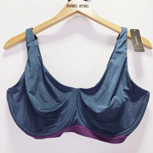 Natori 38F Recharge Underwire Unlined Sports Bra Active Support Soft Navy/Purple