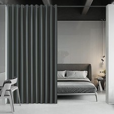 Room Divider Curtain Dark Grey Privacy Curtains Room Partition Curtain for Be...