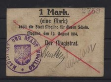 24202 - Notgeld MOGILNO (heute: Mogilno), Magistrat, 1 Mark, 12.08.1914, Die&szlig;n