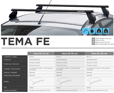 BARRE PORTATUTTO MENABO TEMPA COMPATIBILE CON FIAT - 7