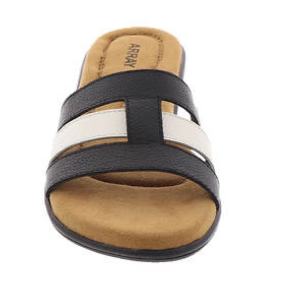 Sandalias acolchadas ARRAY Sarasota de cuero negro/blanco talla 9 Foto 3 de 4