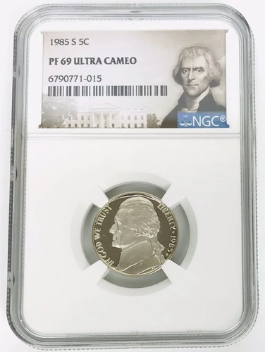 1985 S Jefferson Proof 5C NGC Certified PF 69 Ultra Cameo w Portrait Label