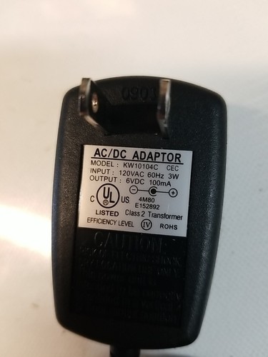 AC/DC Adapter Power Supply Model: KW10104C Output 6VDC 100mA | eBay
