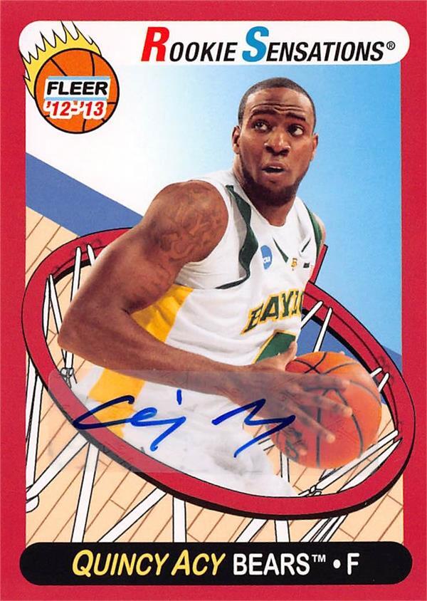 Quincy Acy signed Basketball Card Baylor 2013 Fleer Retro Rookie Sensations  #64