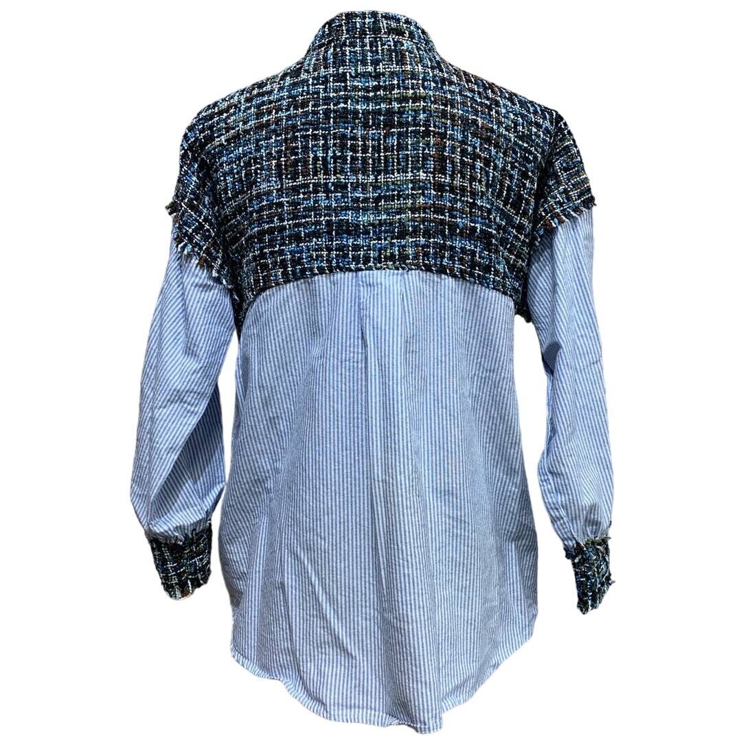 Zara Basic Collection Large Button Down Woven Str… - image 3