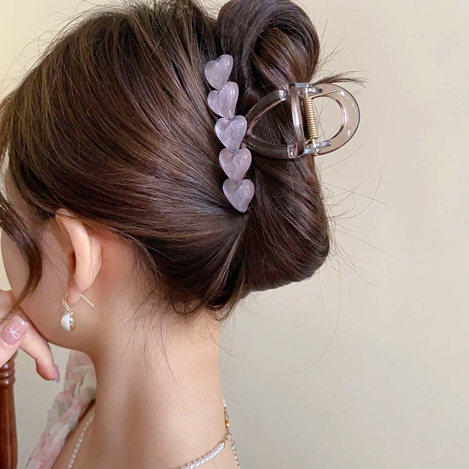 Shark Clip Heart Claw Clip Acrylic Love Hair Crab Clip Party eBay