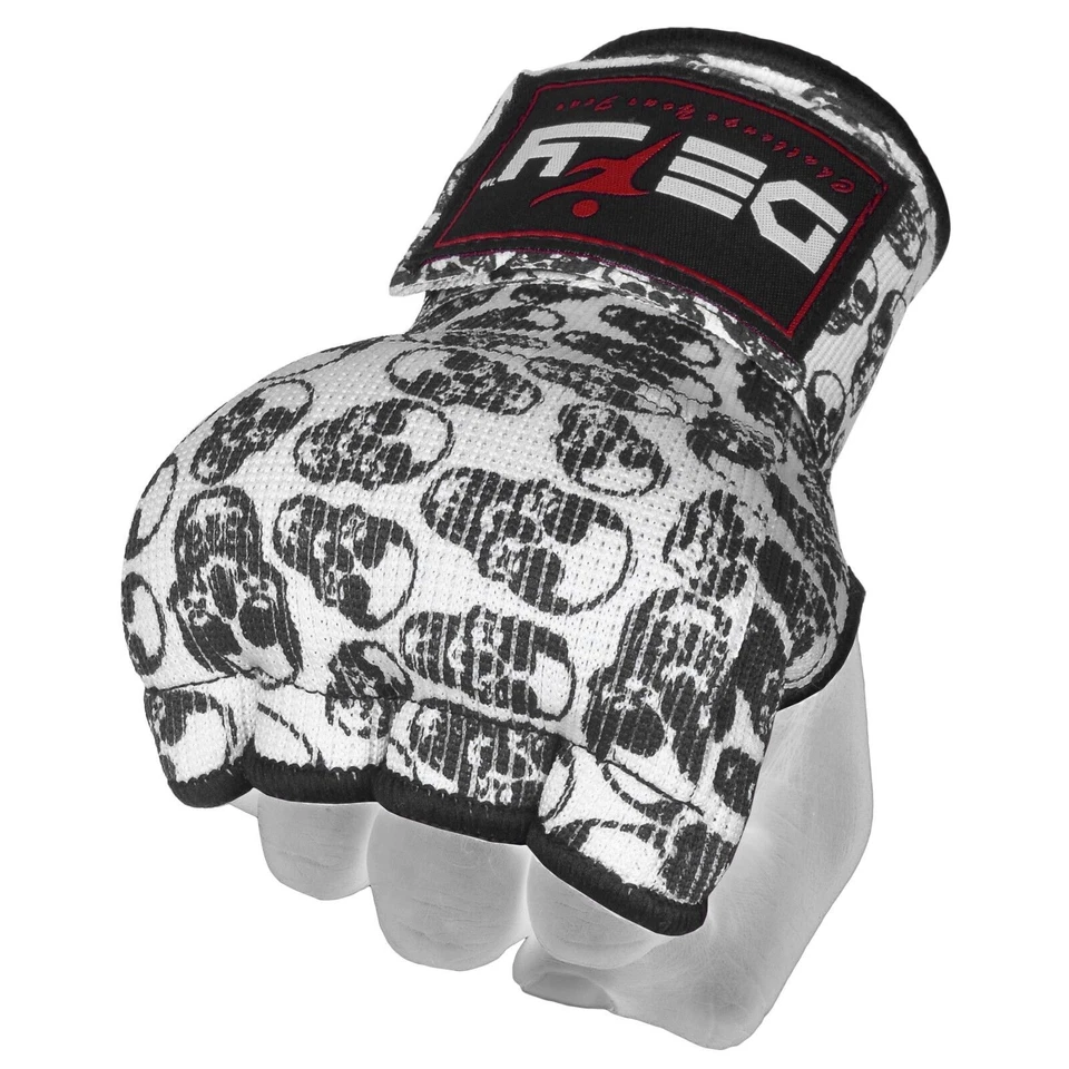 Gel Padded Inner Gloves with Hand Wraps MMA Muay Thai Boxing Bandage Fight Skull - Image 3 of 4