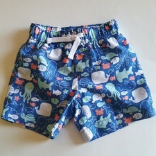 Gymboree Boy Swimming Trunks Size 3-6 Mo Toddler Blue w/Sea Animals Swimwear NWT