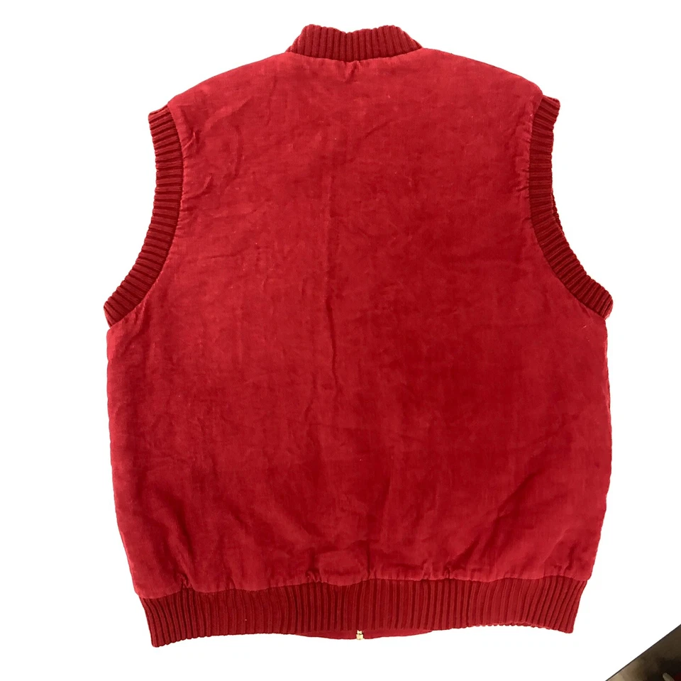 Chaleco Acolchado Tejido Pana Suave Rojo Country Touch Años 70 80 De Colección Chaleco ESQUÍ L Foto 4 de 4