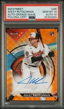 PSA 10/10 - 2023 Topps Finest ADLEY RUTSCHMAN RC Orange Refractor AUTO 16/25