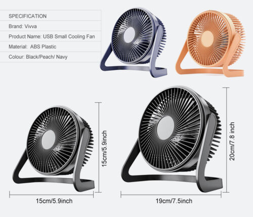 Portable mini USB Cooling Fan 360° Small Desktop Desk Quiet Computer 4inch - Picture 9 of 10