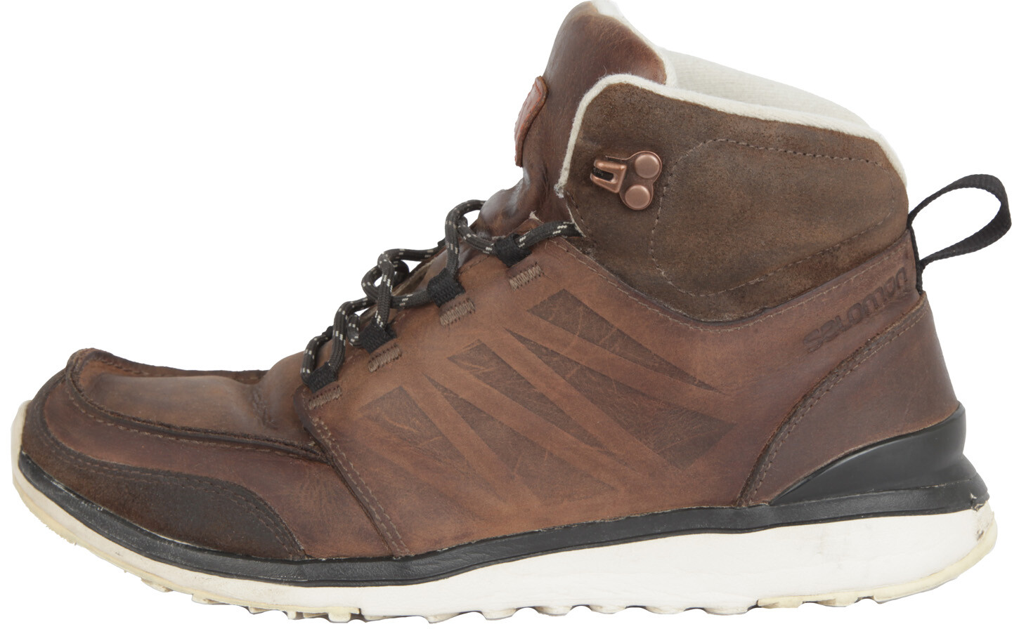 SALOMON scarpe da uomo in pelle stivali invernali stivali scarpe con lacci marroni EUR 42 UK 8