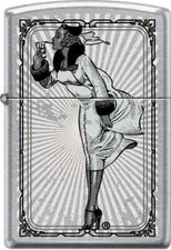 Zippo Iconic Vintage Windy Girl on Poster Street Chrome Custom Lighter NEW L@@K