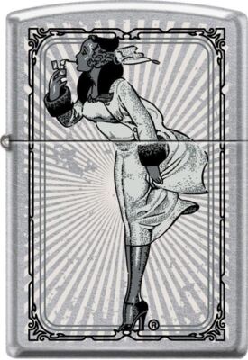 Zippo Iconic Vintage Windy Girl on Poster Street Chrome Custom Lighter NEW L@@K