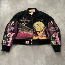 Vintage Jeff Hamilton Tweety Bird Jacket Size Youth M Racing Bomber Embroider