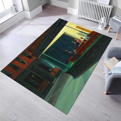 Edward Hopper Nighthawks Rug, Art Reproduction Mat, Abstract Carpet Design