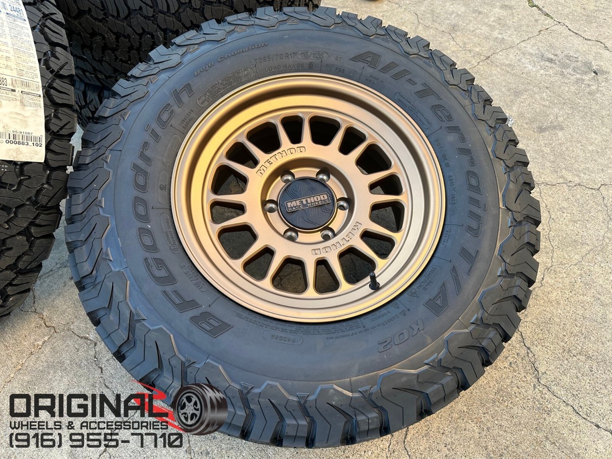 17x8.5 METHOD MR318 Bronze WHEELS 285/70R17 BFGoodrich KO2