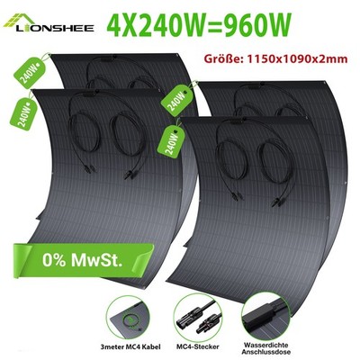 960W Flexible Solarpanel Leicht 4x 240W für Wohnmobil/Dach/Caravan - DE Versand