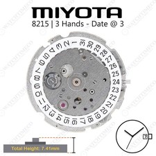 Original Miyota 8215 Japan Automatic Movement 21 Jewels, Date at 3 + Extra Parts