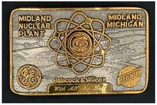 Vintage Midland Nuclear Plant Belt Buckle Bechtel Babcock & Wilcox GE L372