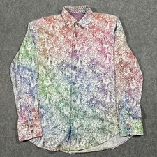 Robert Graham Mens Classic Fit Rainbow Abstract Faces Doodle Shirt Multicolor M