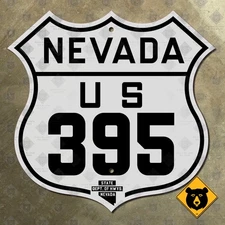 Nevada US Route 395 highway marker road sign 1935 Reno Carson City Minden 16x16