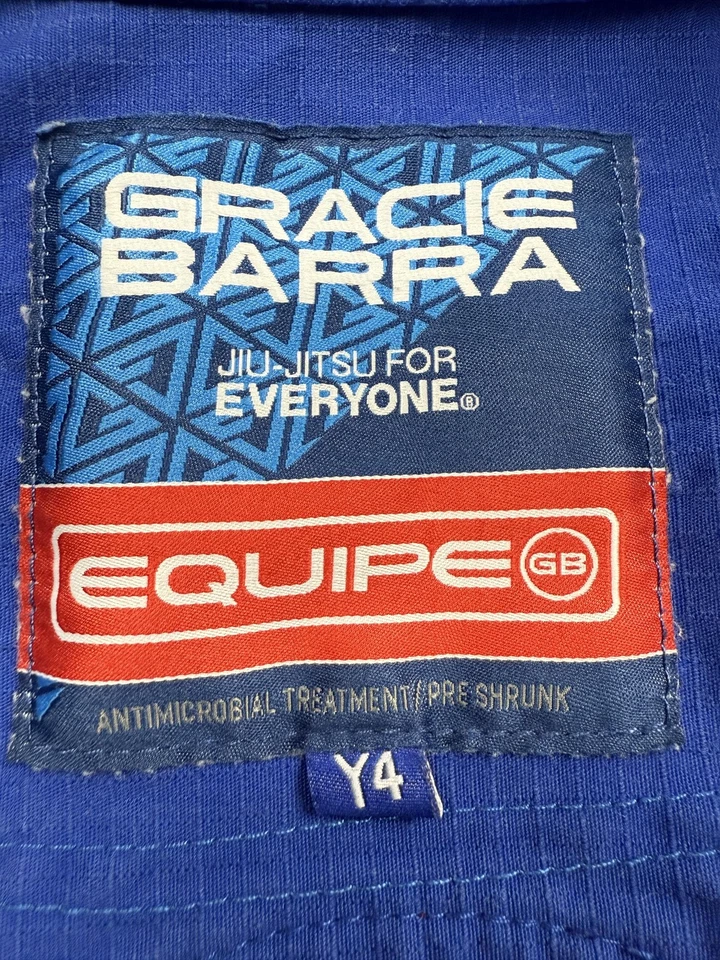 Gracie Barra Jiu-Jitsu Gi Jacket Youth Y4 Blue GBK Lite Kimono Equipe Patches - Image 2 of 4