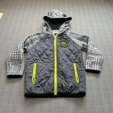 Star Wars Boys Darth Vader Quilted Hoodie Jacket size 5 Gray Neon Green Full Zip
