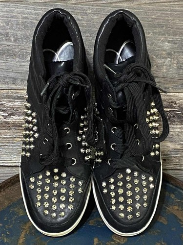 Jessica Simpson Leder High Top Schuhe Silber Nieten Gr/10 Goth Punk Rock Spike - Bild 12 von 14