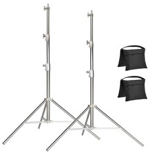 2-Pack Light Stand Kit 2.8m Stainless Steel Heavy Duty with 1/4" to 3/8" Adapter