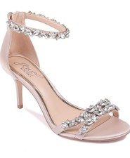 Jewel Badgley Mischka Caroline Embellished Strap Evening Shoe Size 8.5