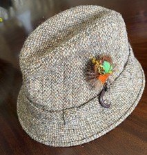 Braemar Harris Tweed Fedora Size 7.25/59. Made In England Out of Scotish Wool