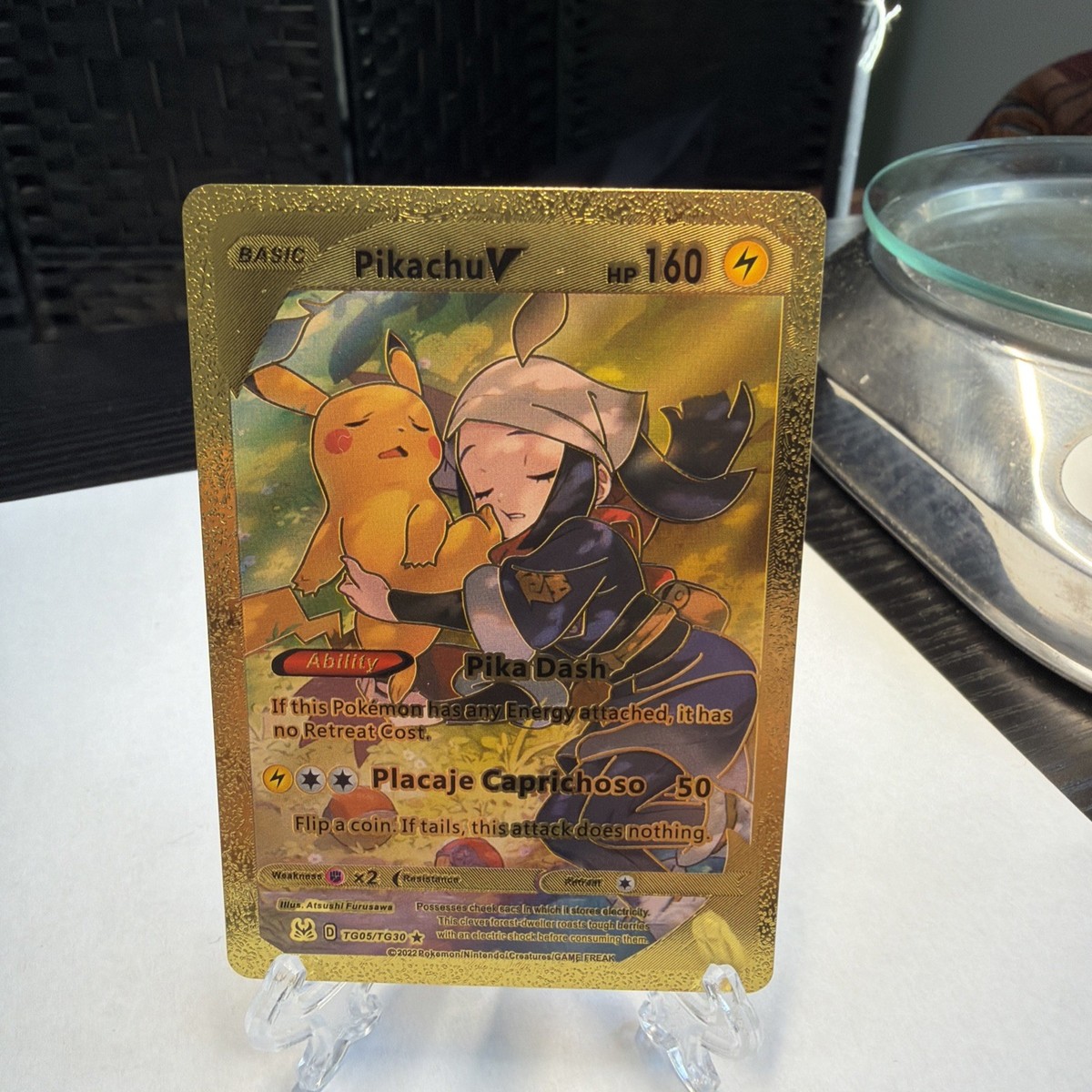 Pikachu V GOLD Foil Fan Art Card - 160 HP - TG05  | eBay