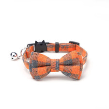 Pet Breakaway Cat Collar Bow Tie and Bell Cute Plaid Christmas Red Elastic Adjus