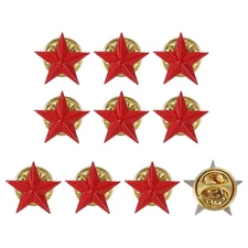 10Pcs Star Lapel Pins, 0.6" Award Pins Star Badge for Men Women, Red