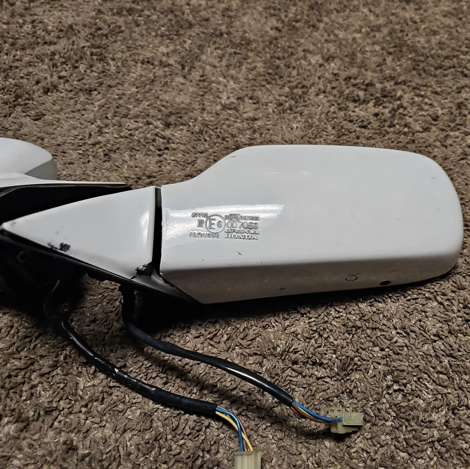 JDM 88-91 HONDA CRX EF8 OEM ESPEJOS RETROVISORES DE AJUSTE DE POTENCIA BLANCOS Foto 3 de 4