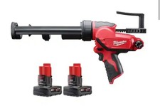 Milwaukee M12 12V Lithium-Ion Cordless 10 Oz. Caulk Gun with Two 3.0 Ah Batt